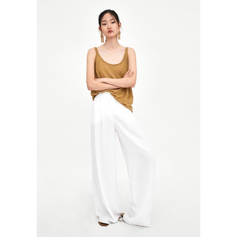 Zara White Wide-Leg Pants